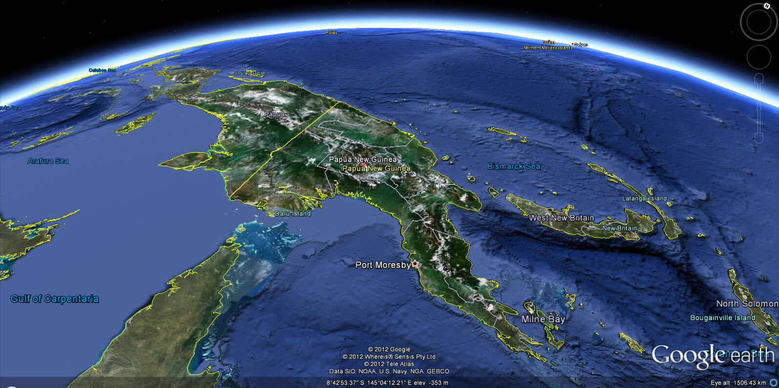 Papua New Guinea Earth Map